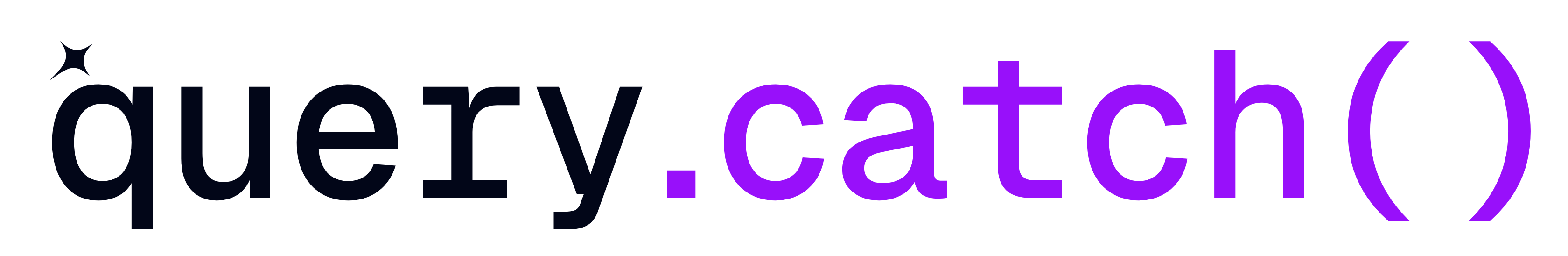 QueryCatch wordmark — query.catch() in black with the shooting-star accent, for light backgrounds